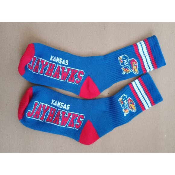 Kansas Jayhawks Blue & Red 4 Stripe Crew Socks - Picture 3 of 3